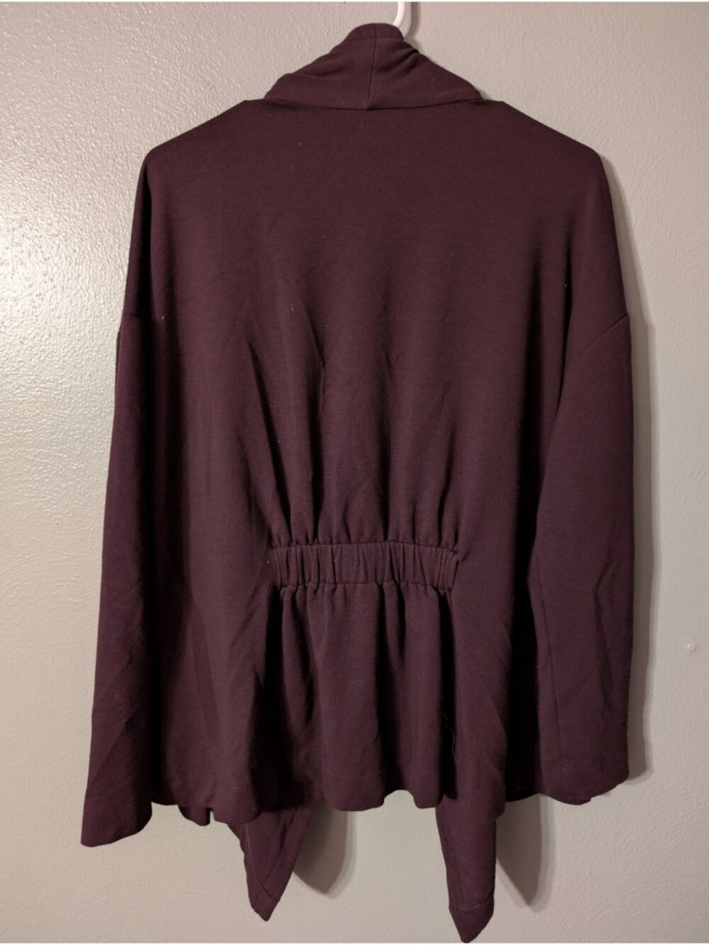 J. Jill Fit Burgundy Drawstring Wrap Cardigan Pockets Soft Knit Petite L - Picture 3 of 7